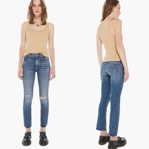 Mother The Mid Rise Dazzler Ankle Fray Jeans Size 26 Going in Circles Wash